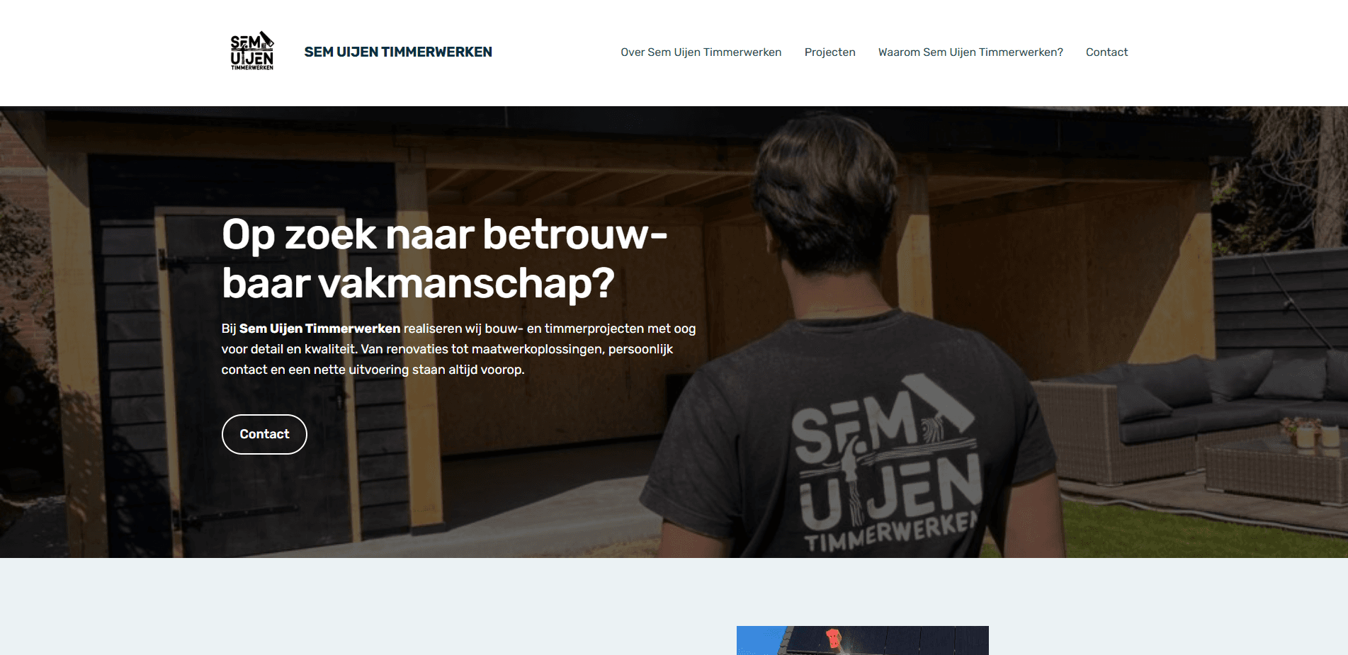 De oude website van Sem Uijen Timmerwerken voor de vernieuwing