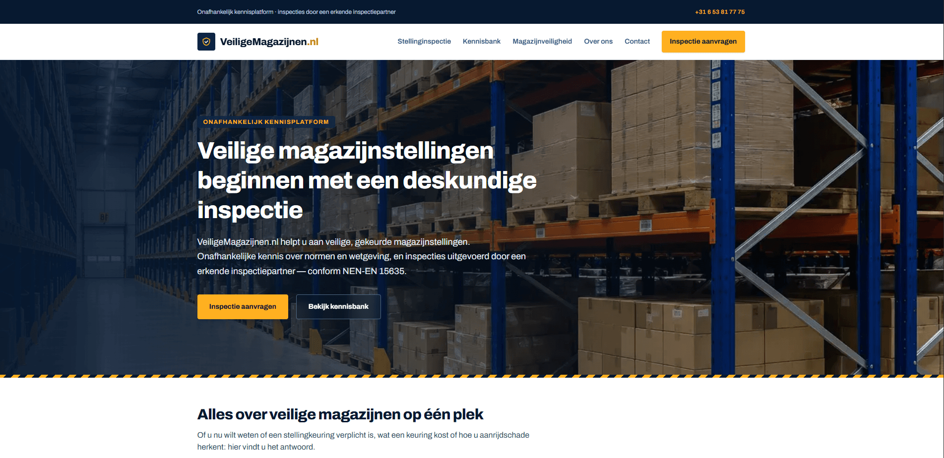 Voorbeeld van een door KrikhaarDigital gebouwde website: VeiligeMagazijnen.nl